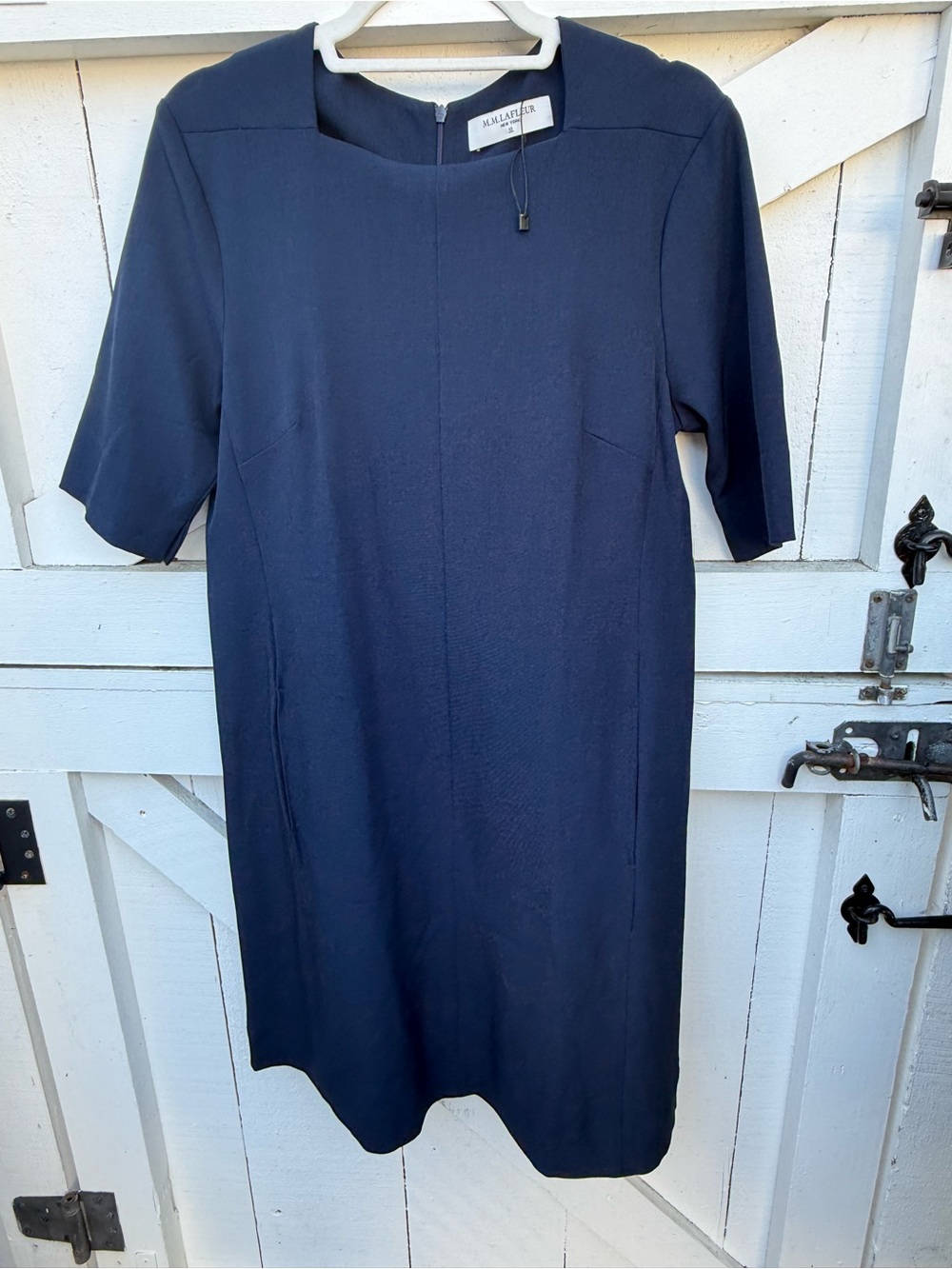 MM Lafleur Navy Short-Sleeve Midi Shift Dress - Classic Navy